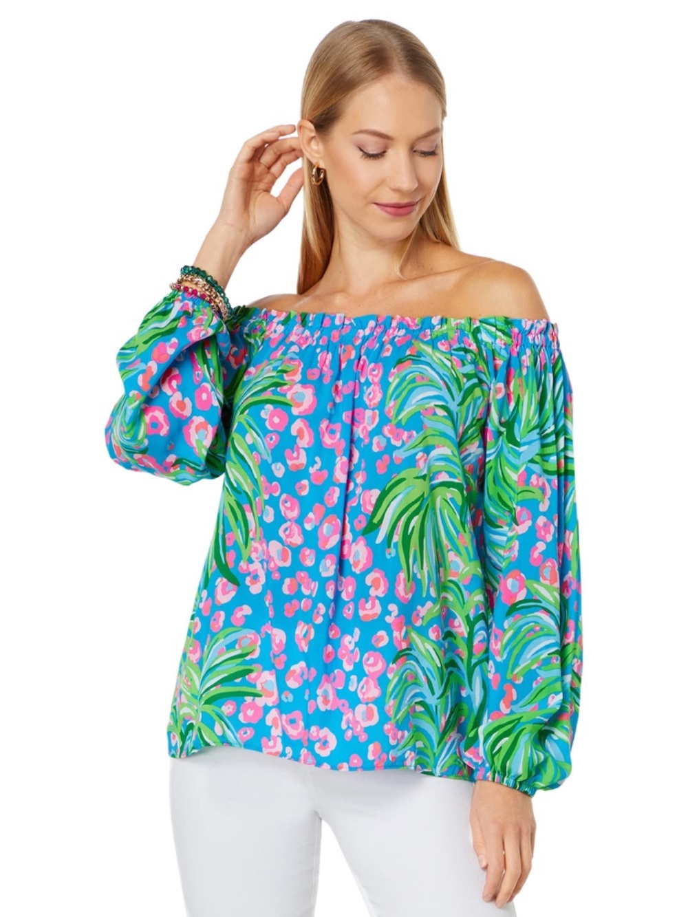NWOT Lilly Pulitzer Blakely off-the-shoulder long-sleeve top Size Medium